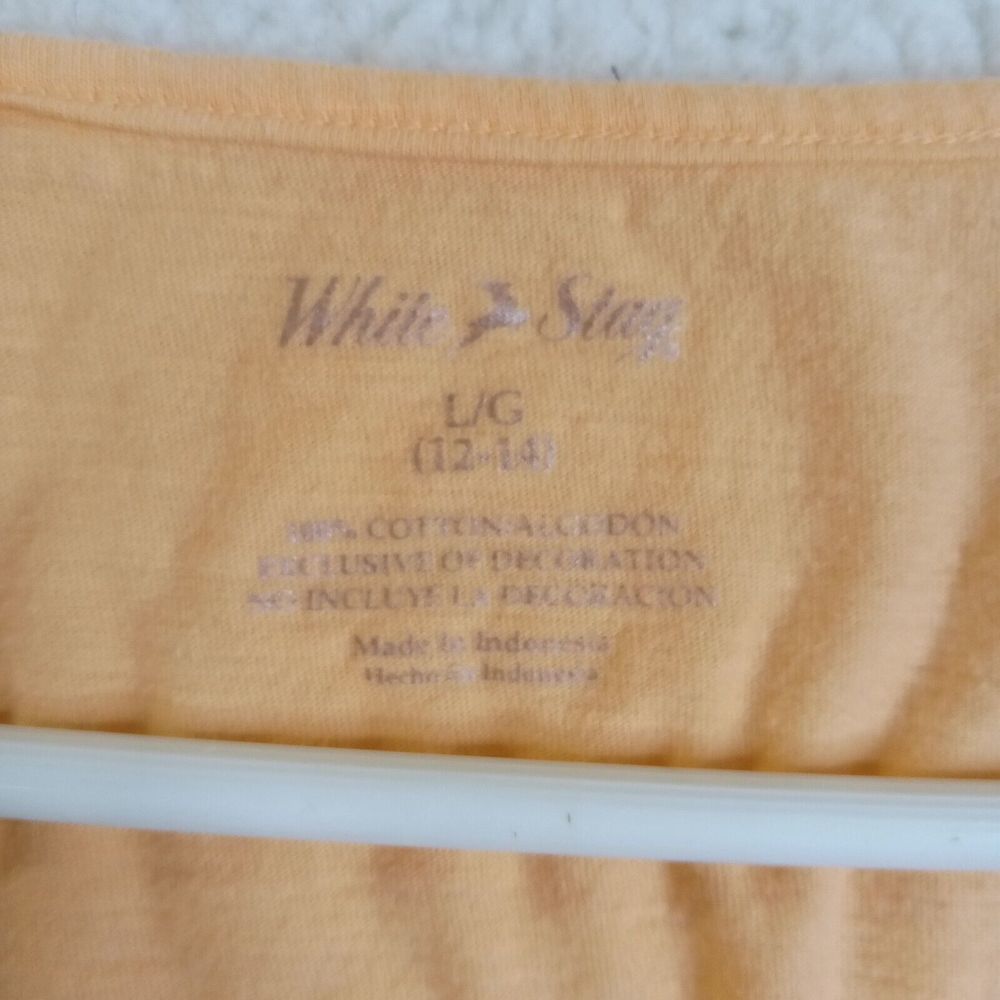 White Stag Blouse Womens Large Short Sleeve Orange Pullover Cotton - Picture 3 of 10